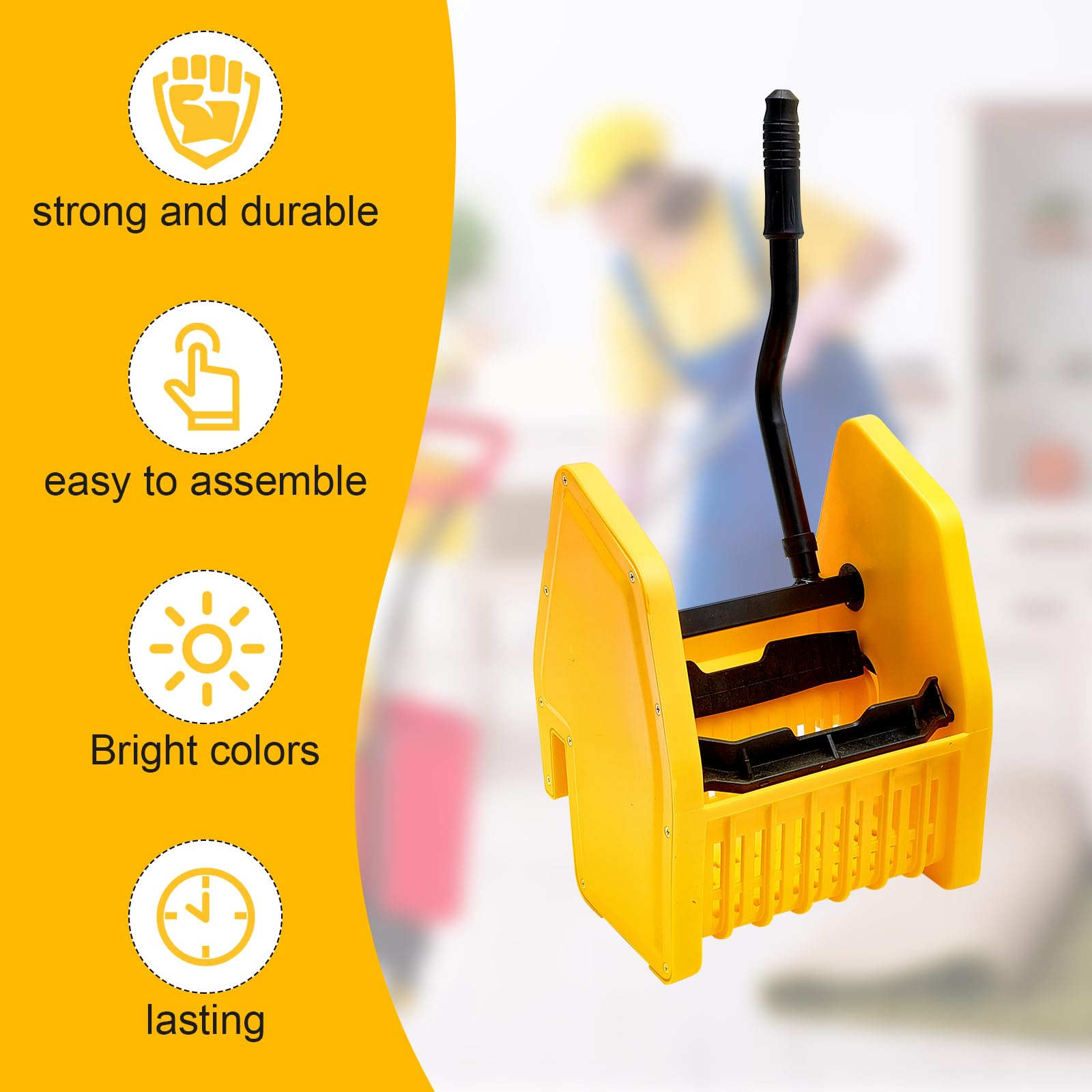 Sasylvia Yellow Mop Wringer Down Press Wringer Mop Bucket Wringer Only Mop Strainer Industrial Cleaning Accessories for Commercial Floor Mopping Buckets Household Restaurant Restroom Supplies