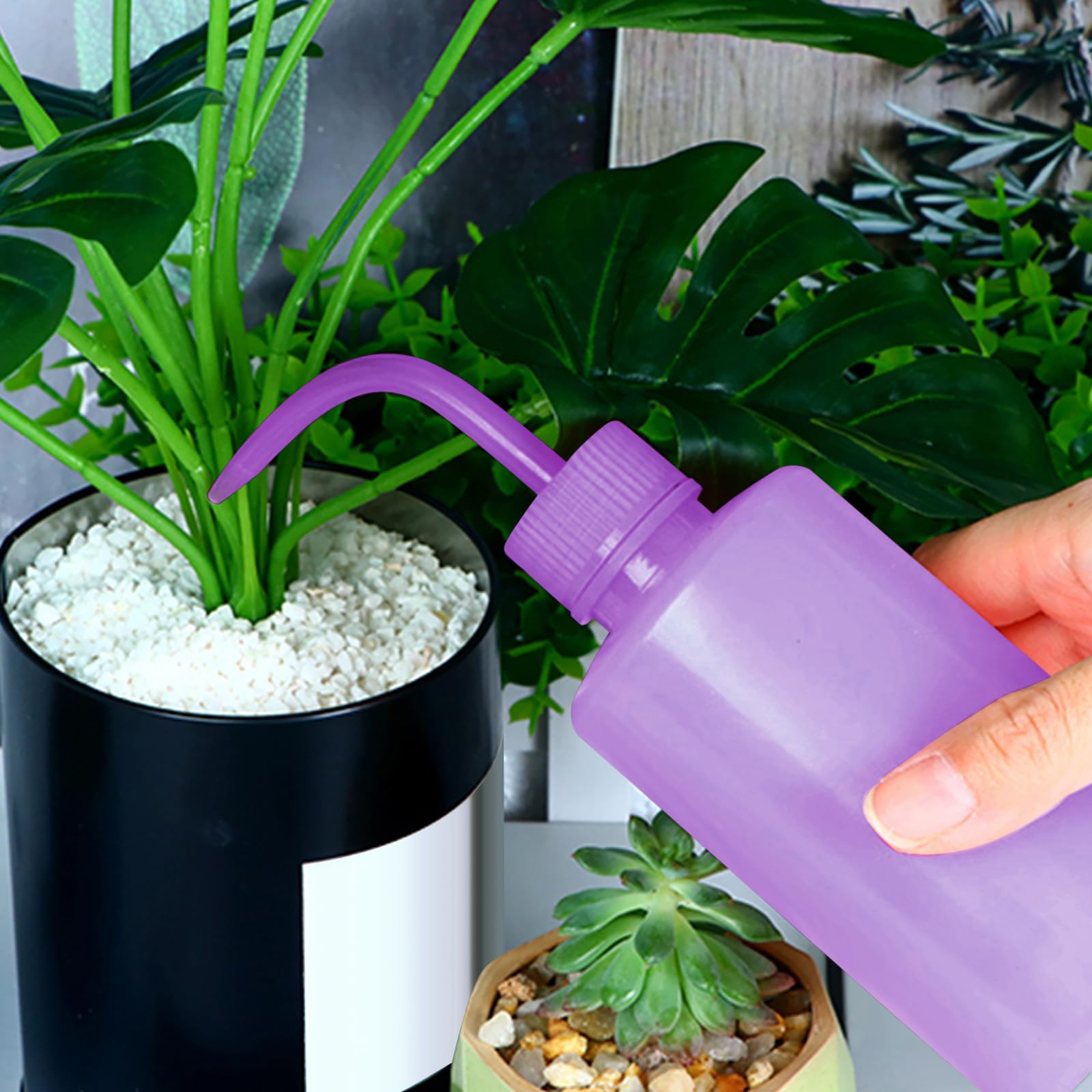 DERSTRA Wash Bottles - 2pcs 250ml Safety Wash Bottle Watering Tools, Economy Plastic Squeeze Bottle Medical Label Green Soap Cleaning Washing Bottle (Purple)