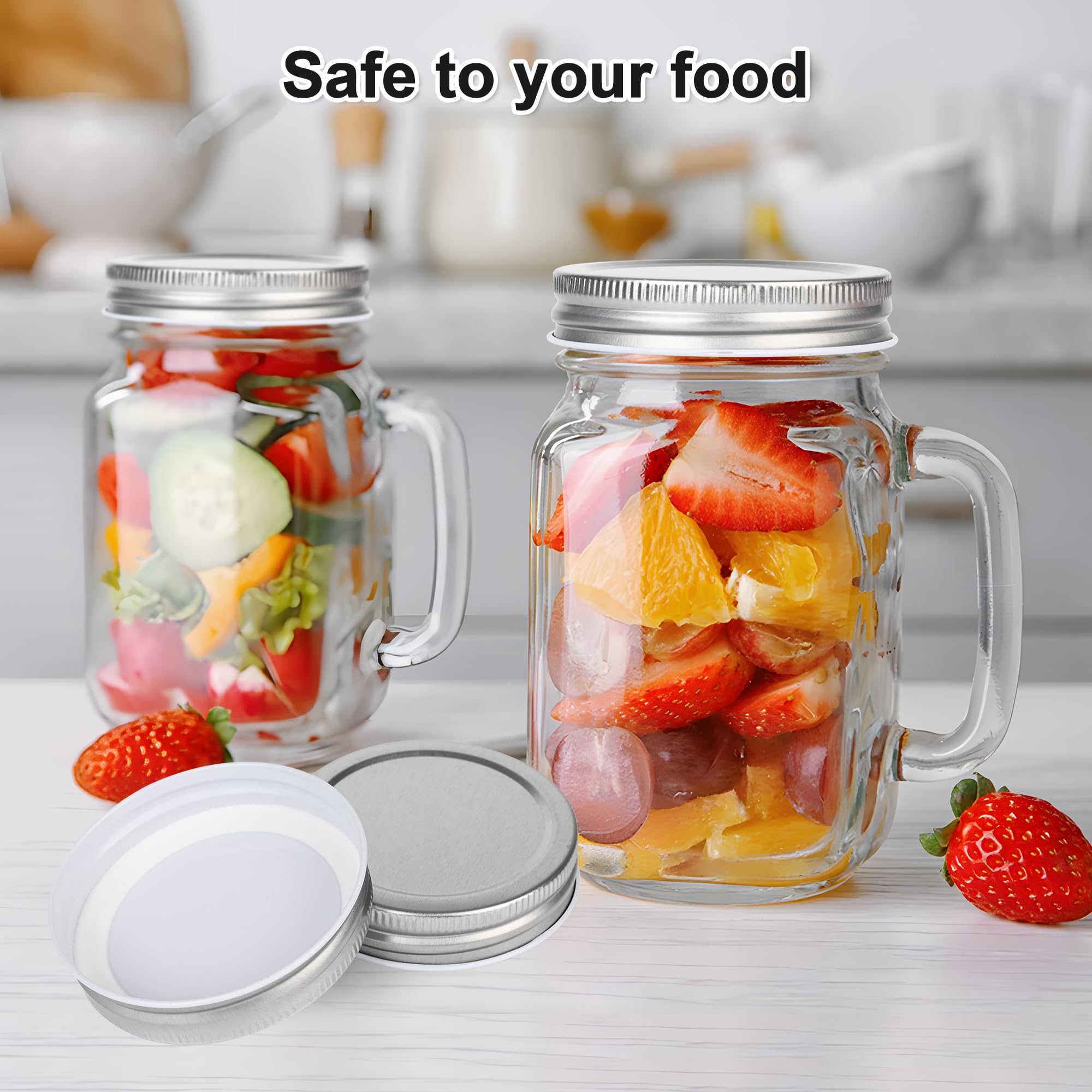 BSL® 48 Packs 2.75 Inch Mason Jar Lids Regular Mouth Leak Proof Secure Mason Storage Solid Caps Jars Lids，Leak Proof,Airtight,Silicone Seal,Seal Tinplate Metal Can Lids (Silver，2.75 inch/70MM)