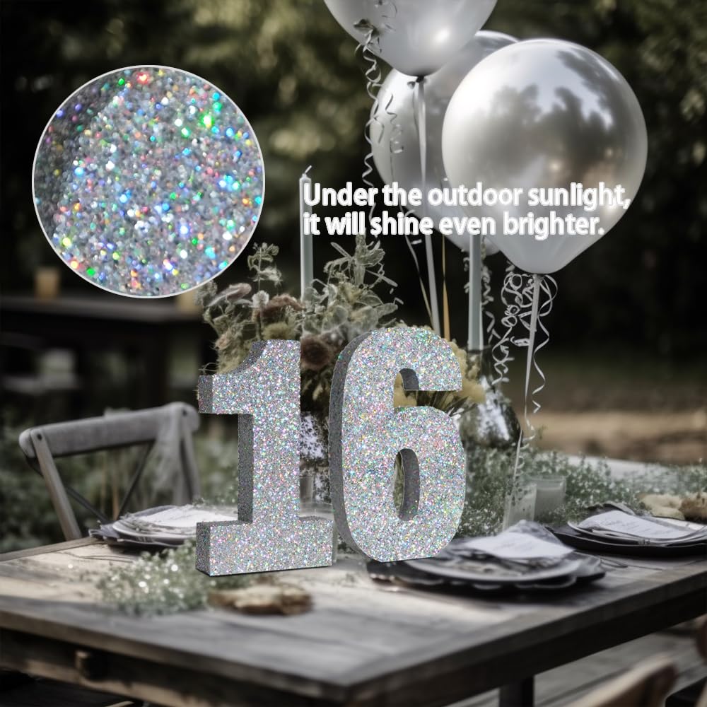 Eploger 10 Inch Silver Glitter Big Number 1 Table Centerpieces Party Decorations,Birthday Chrismas Anniversary Graduation Centerpieces for Decorations,0-9 Numbers for Party Supplies