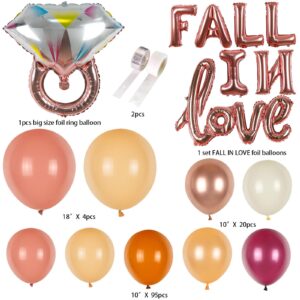 Fall Thanksgiving Balloon Garland Arch Kit, 18" 10" Burnt Orange Balloons with LOVE Ring Foil Balloons for Fall Thanksgiving Party Decorations Thanksgiving Wedding Engagement Party Supplies