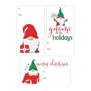 christmas gnome gift tags, peel and stick christmas gift tags, gnome christmas wrapping paper supplies - 75 gift wrap tags