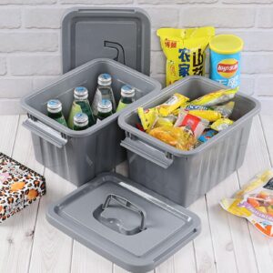 Tstorage 6 Quart Plastic Storage Latch Box with Lid and Handle, Gray, 6 Pack