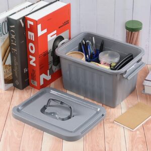 Tstorage 6 Quart Plastic Storage Latch Box with Lid and Handle, Gray, 6 Pack