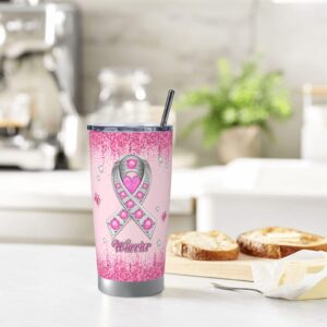 Breast Cancer Gifts for Women, Breast Cancer Gifts Stainless Steel Tumbler 20oz, Breast Cancer Awareness Gifts, Breast Cancer Survivor Gifts for Women, Pink Ribbon Gifts for Breast Cancer Patients