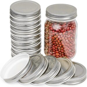 bsl® 48 packs 2.75 inch mason jar lids regular mouth leak proof secure mason storage solid caps jars lids，leak proof,airtight,silicone seal,seal tinplate metal can lids (silver，2.75 inch/70mm)