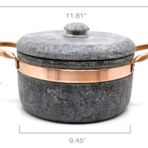 Cookstone 3 quarts Dutch oven with copper handles | Handcrafted from a block of pure soapstone | Unique, durable and eco-friendly | Non-toxic and Non-stick | THE GREEN ALTERNATIVE TO CAST IRON