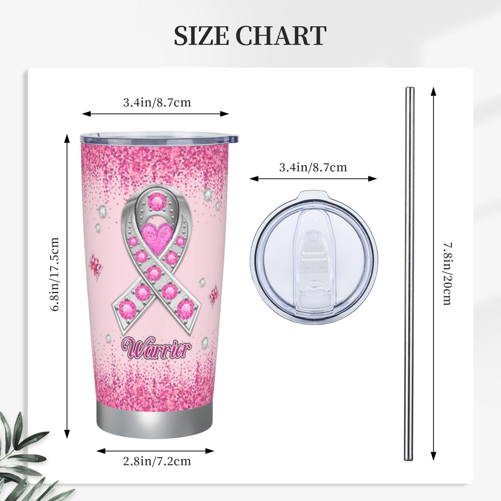 Breast Cancer Gifts for Women, Breast Cancer Gifts Stainless Steel Tumbler 20oz, Breast Cancer Awareness Gifts, Breast Cancer Survivor Gifts for Women, Pink Ribbon Gifts for Breast Cancer Patients