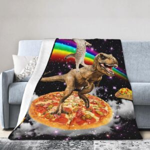 Funny Cat Dinosaur Blanket Soft Cozy Galaxy Space Rainbow Food Fleece Plush Throw Blanket All Season Ultra Warm Lightweight Fuzzy Taco Pizza Blanket Gifts for Girls Boys Women Men Bed 40"x50"