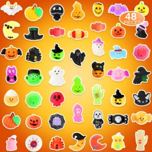 PHIMOTA Halloween Party Favors, 46 Pcs Mochi Squishy Toys Squishies for Kids, Stress Relief Toys for Halloween Goodie Bags Treats Decorations Classroom Prizes Birthday Gift Toys Pack