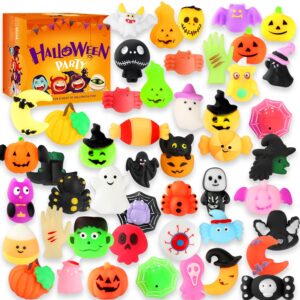 phimota halloween party favors, 46 pcs mochi squishy toys squishies for kids, stress relief toys for halloween goodie bags treats decorations classroom prizes birthday gift toys pack