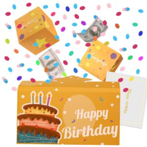 baborui pop up birthday card with confetti, happy birthday surprise gift box explosion for money, cash birthday surprise box for women/men/girls/boys