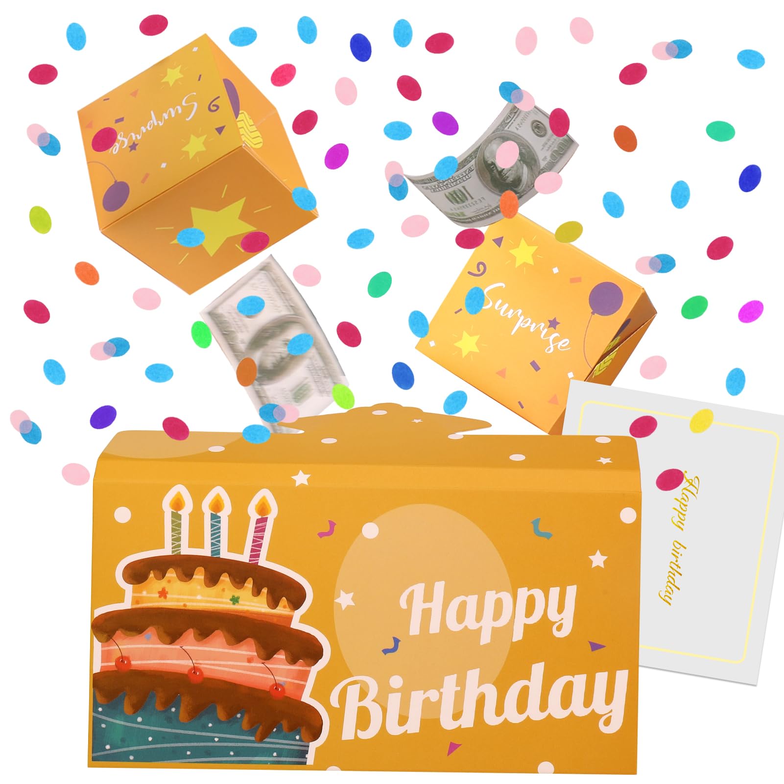 BABORUI Pop Up Birthday Card with Confetti, Happy Birthday Surprise Gift Box Explosion for Money, Cash Birthday Surprise Box for Women/Men/Girls/Boys