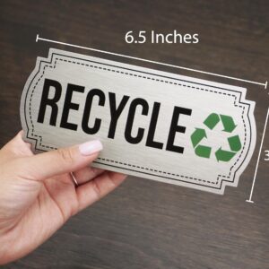 Recycle and Trash Magnets for Kitchen Cans and Recycling Bins, Dual Trash and Recycle Magnet for Garbage Can Logo Symbol, 2 Magnetic Sticker Adhesives, 6.5x3 Inch Elegant Design Home Outdoor Waste Bin