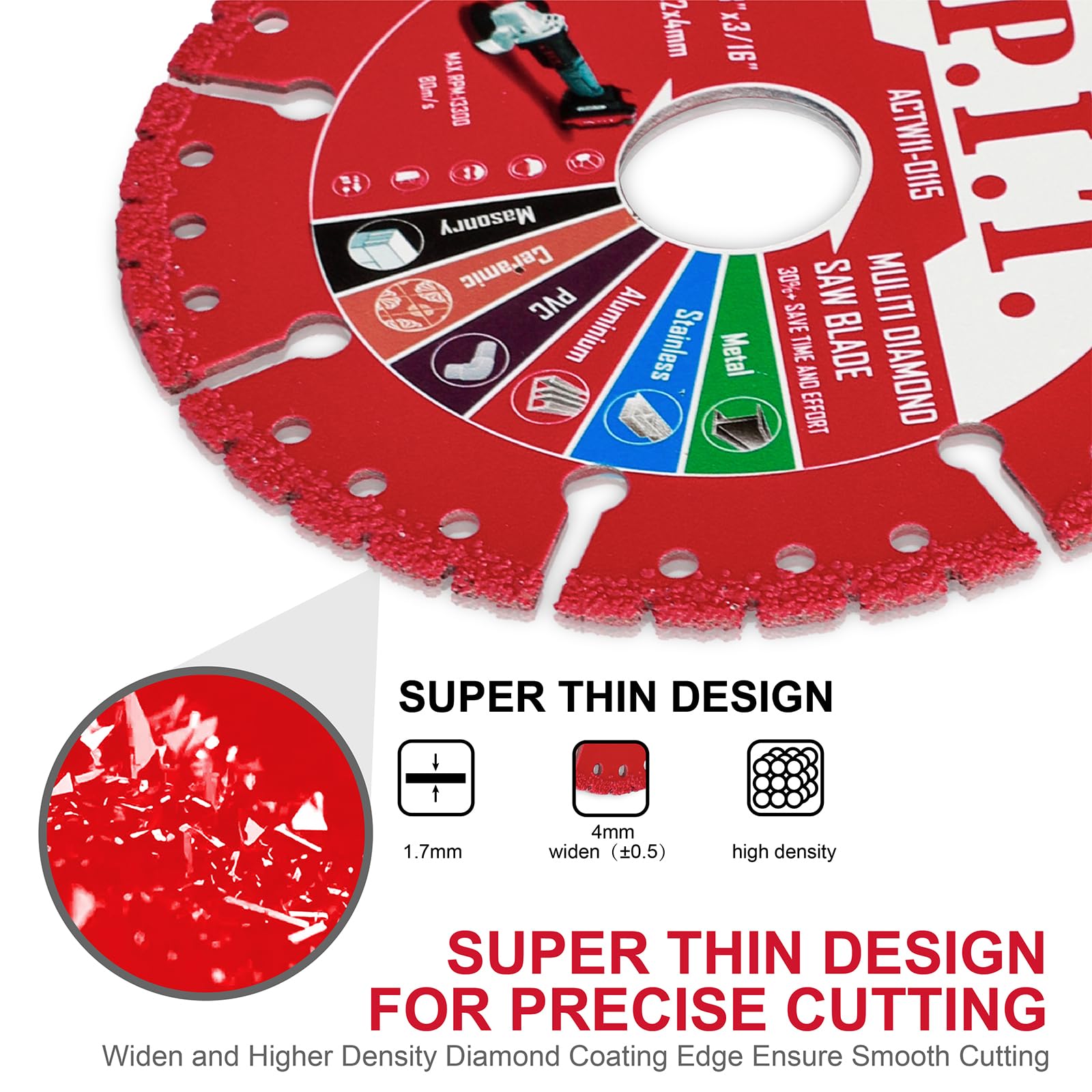 P.I.T. 4 1/2 Inch Diamond Cutting Wheel Metal Cutting Blade for 7/8" Arbor Angle Grinder Cutting Disc with 5000+ Cuts on Metal, Rebar,Sheet Metal,Angle Iron,Stainless Steel,3PCS Cut Off Wheels ﻿