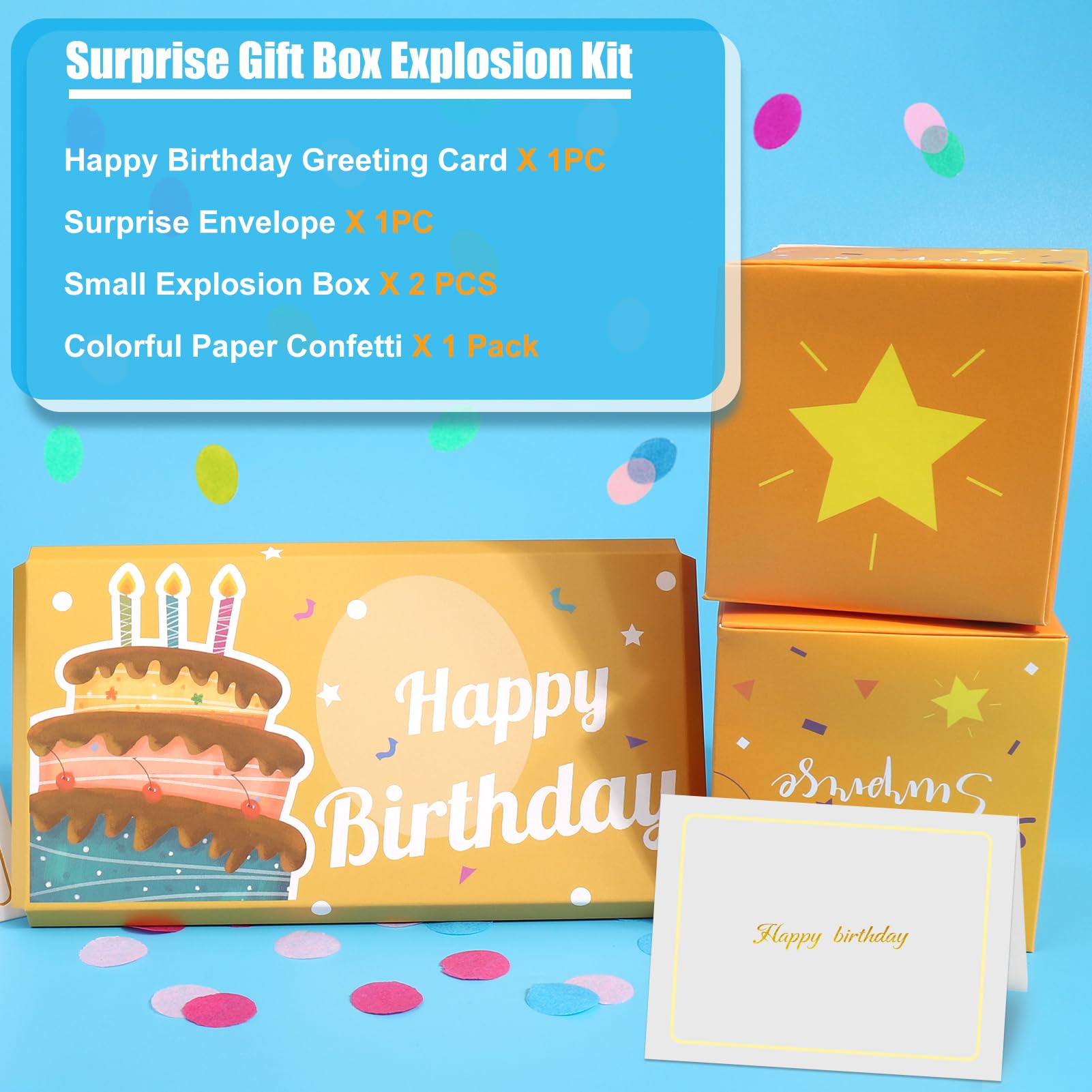 BABORUI Pop Up Birthday Card with Confetti, Happy Birthday Surprise Gift Box Explosion for Money, Cash Birthday Surprise Box for Women/Men/Girls/Boys