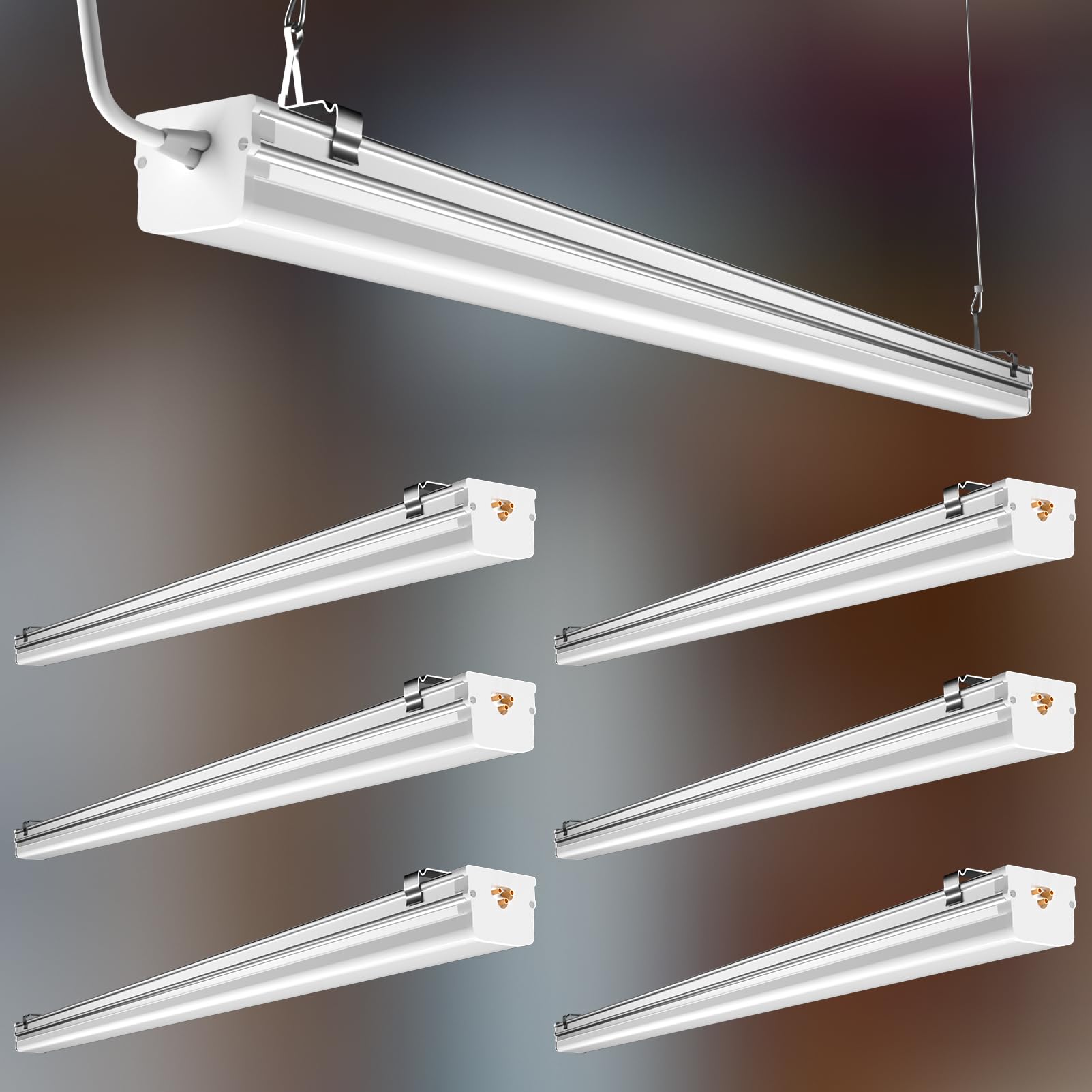 Upgrade 4FT 2.5inch 72w Linkable LED Shop Light, 10000LM 100-277V Garage Light with 5ft On/Off Switch Plug, 5000K Daylight, Hanging Flushmount Available Plug and Play-6Pack