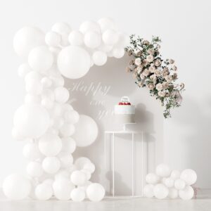 decockrat 89pcs white balloons, latex balloons different sizes 18/12/10/5 inch, helium balloons with ribbon, party balloon set for birthday wedding graduation anniversary baby shower decorations.