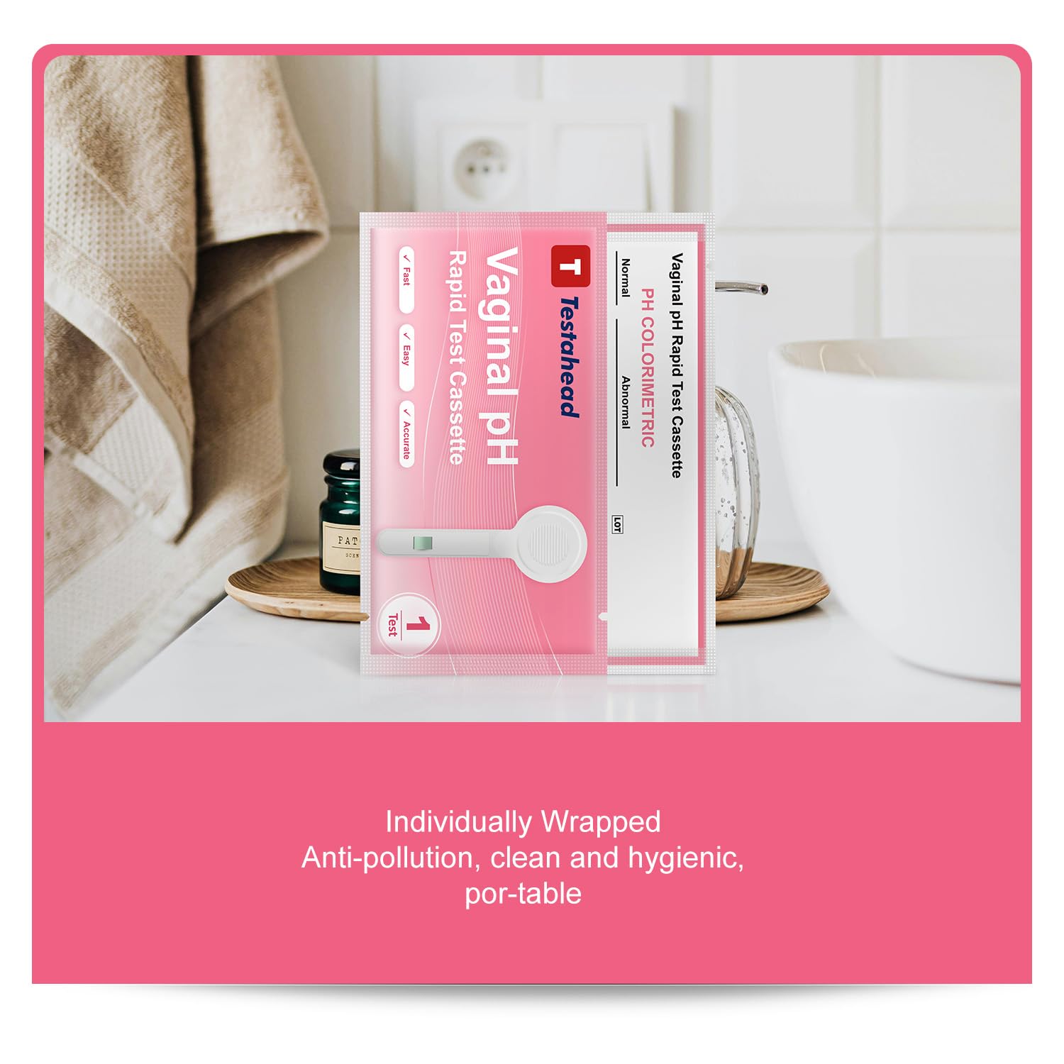 Vaginal pH Test Strips, Feminine Health Vaginal pH Test Strips Kits for Bacterial Vaginitis, Trichomonas Vaginitis, Individual Aluminum Foil Wrapped (4-Packs)- Genuine Sole Seller (haohui-bio)