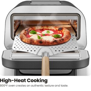 CHEFMAN Indoor Pizza Oven - Makes 12 Inch Pizzas in Minutes, Heats up to 800°F - Countertop Electric Pizza Maker with 5 Touchscreen Presets, Pizza Stone and Peel Included - Stainless Black