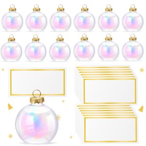 Liliful 12 Set Christmas Glass Place Card Holders Including Cards Table Sign Card Holder Ornament Table Number Holders Display Place Cards for Wedding Anniversary Birthday Party Table Numbers