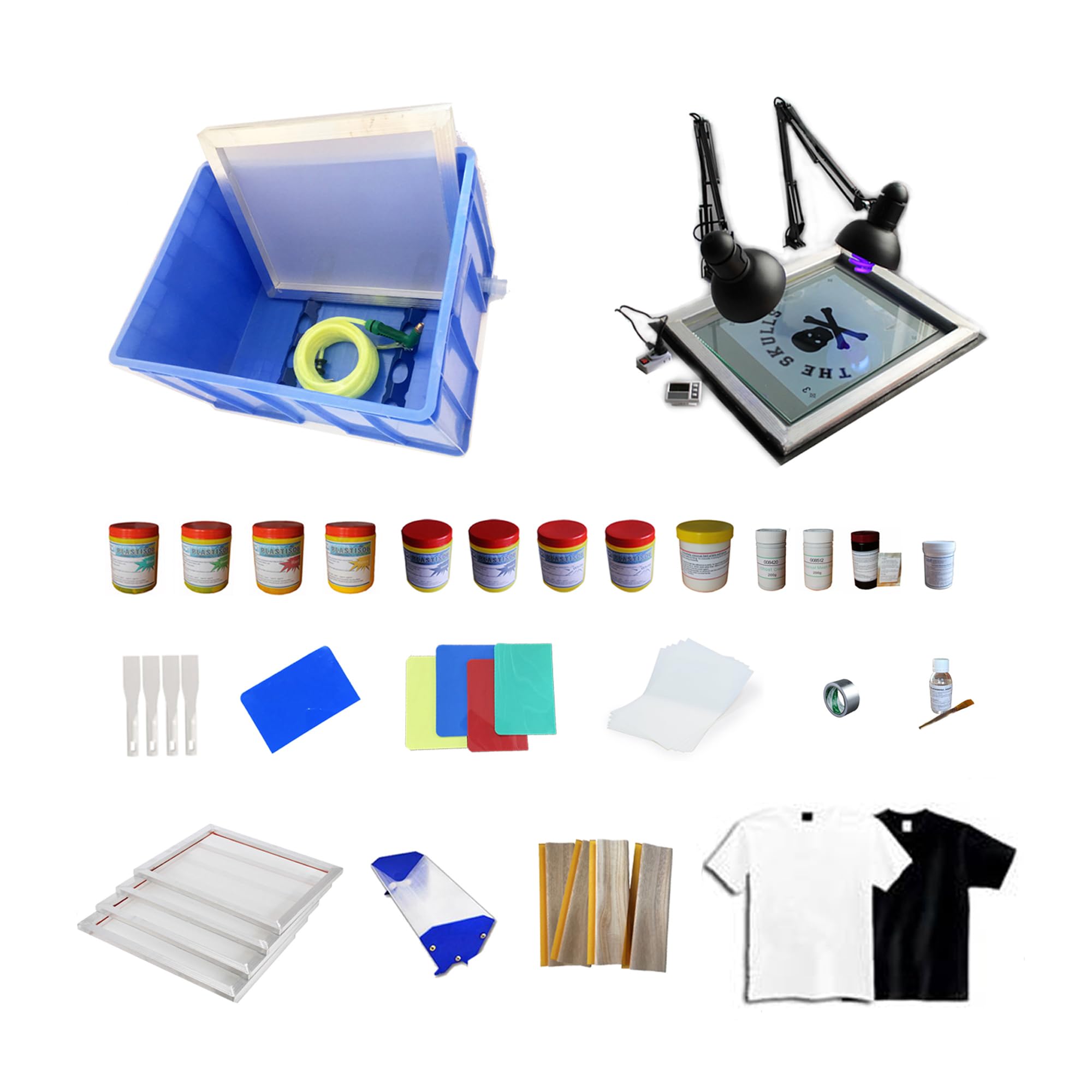 TIANIUSEEN Screen Printing Kit Silk Printing Press Equipment Material for T-Shirt DIY Type 1