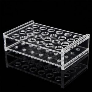 2 Pack Acrylic Test Tube Rack, 24Wells, for 5/9“ OD Tube (13 ±0.1mm，MAX for 14mm) Centrifuge Tube Holder for Labortory Holder Lab Test Tube Transparent