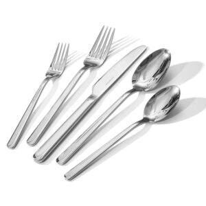 kingstone forged 20-piece silverware set, 18/10 stainless steel flatware utensils set for 4, mirror finish,dishwasher safe (silver)