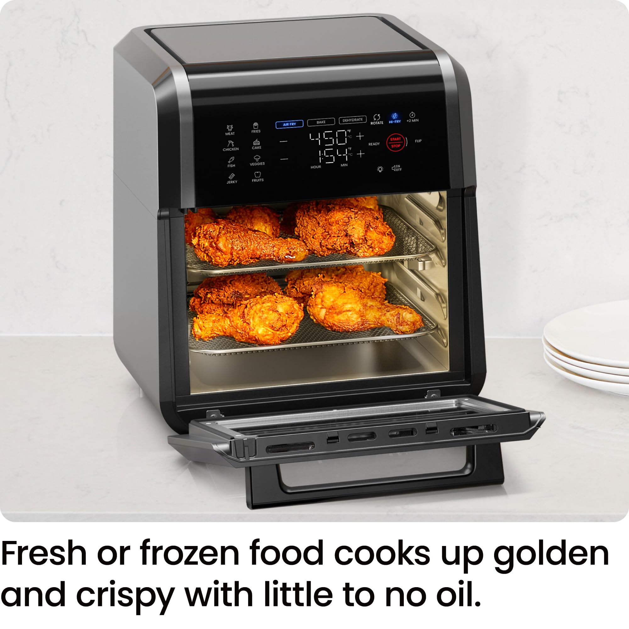 Chefman 12-Quart 6-in-1 Air Fryer Oven with Digital Timer, Touchscreen, and 12 Presets - Family Size Countertop Convection Oven, Dishwasher-Safe Parts