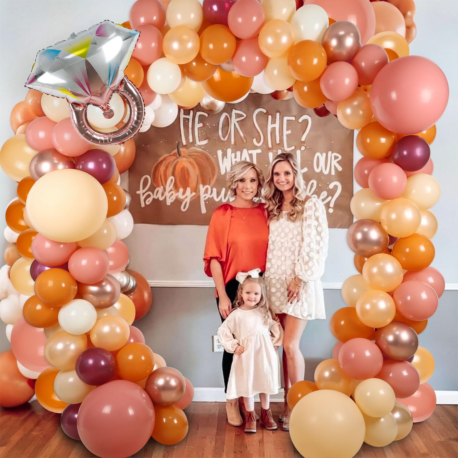 Fall Thanksgiving Balloon Garland Arch Kit, 18" 10" Burnt Orange Balloons with LOVE Ring Foil Balloons for Fall Thanksgiving Party Decorations Thanksgiving Wedding Engagement Party Supplies