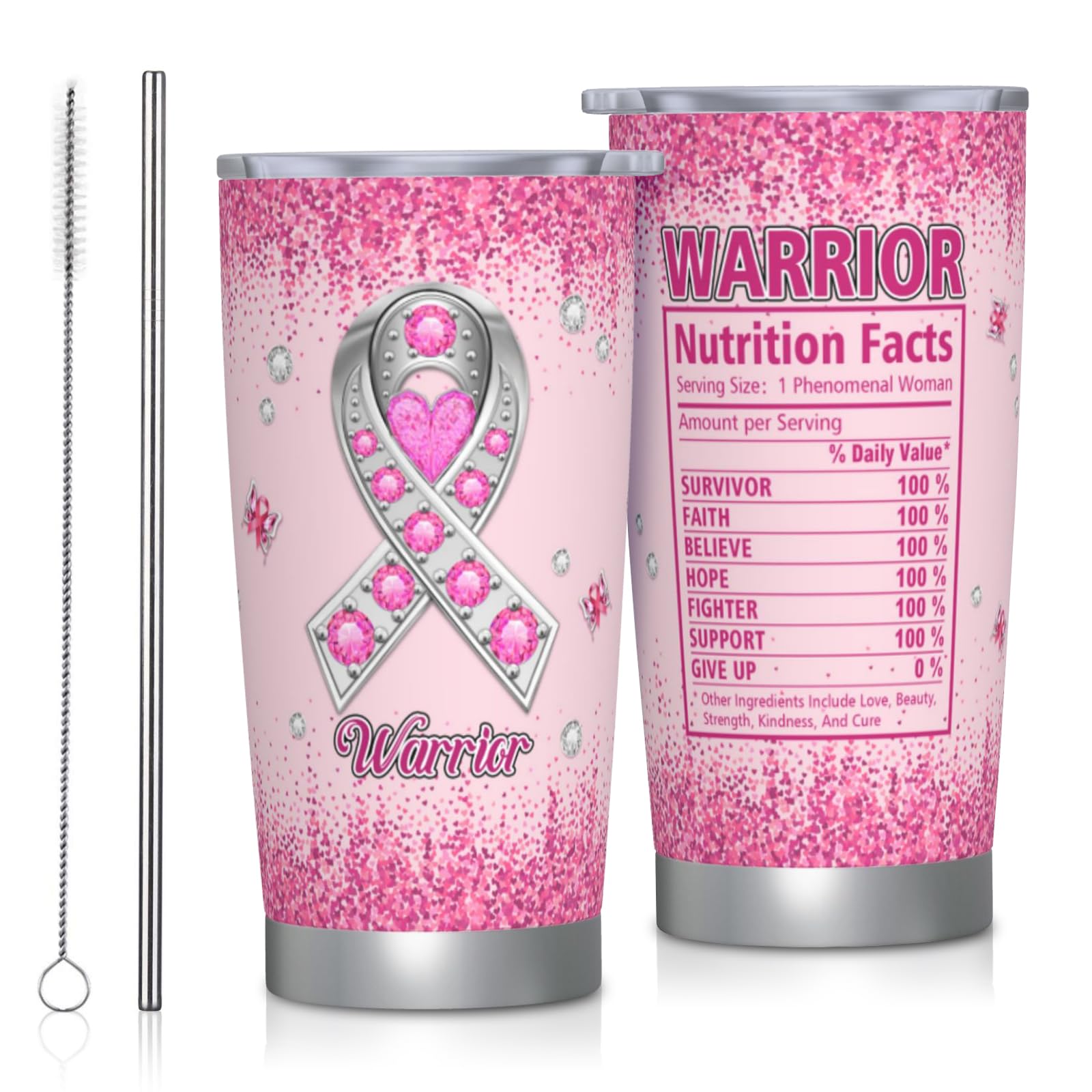 Breast Cancer Gifts for Women, Breast Cancer Gifts Stainless Steel Tumbler 20oz, Breast Cancer Awareness Gifts, Breast Cancer Survivor Gifts for Women, Pink Ribbon Gifts for Breast Cancer Patients