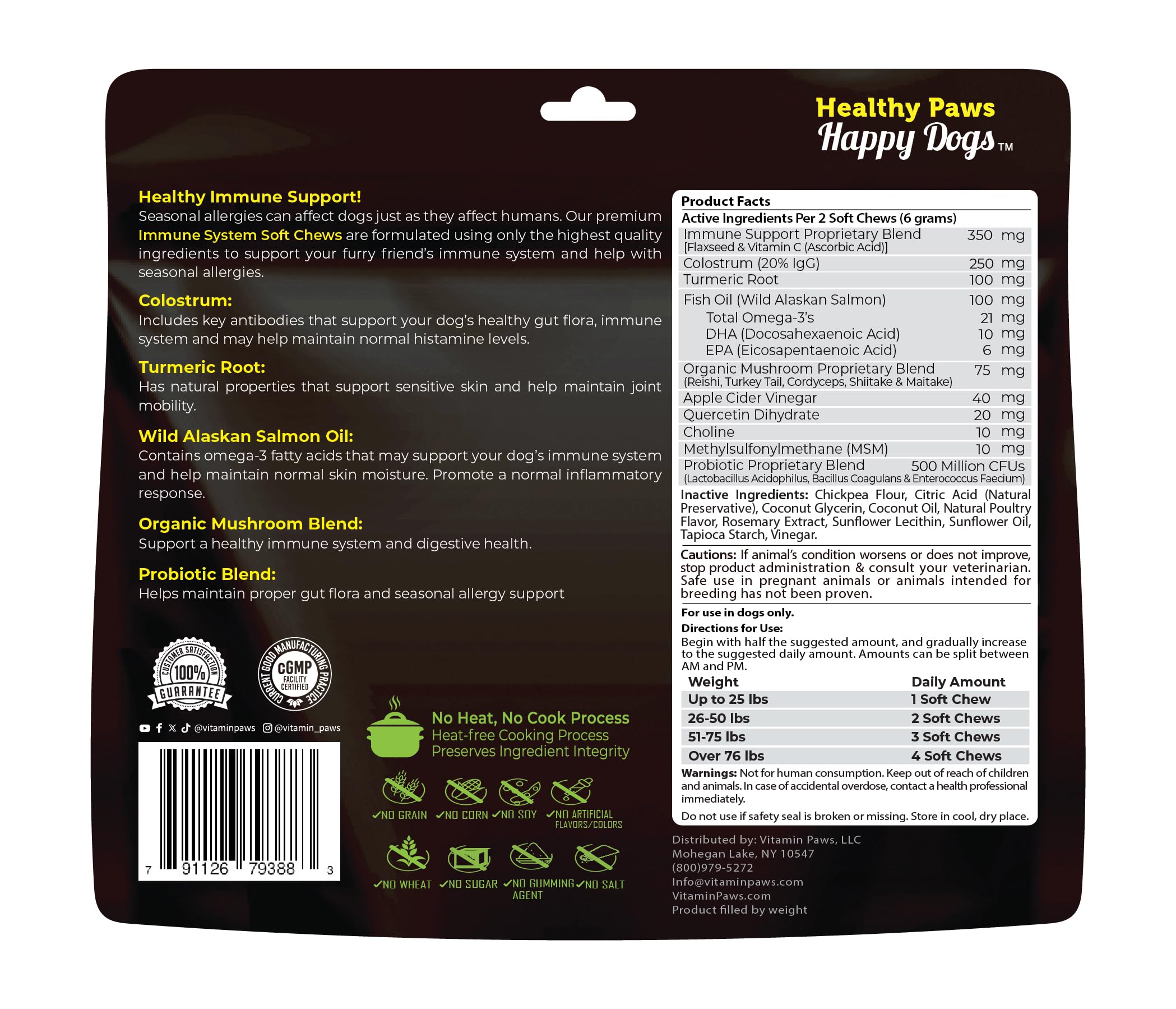 Allergy and Itch Skin Supplement | Immune Support Chews with Probiotics, Turmeric, Omega 3, Colostrum | Dog Chews for Gut & Digestive Health, Seasonal Allergies, Nose Congestion