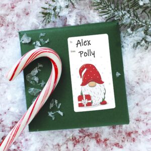 Christmas Gnome Gift Tags, Peel and Stick Christmas Gift Tags, Gnome Christmas Wrapping Paper Supplies - 75 Gift Wrap Tags