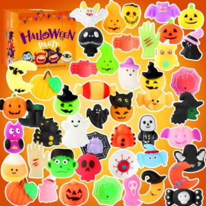 PHIMOTA Halloween Party Favors, 46 Pcs Mochi Squishy Toys Squishies for Kids, Stress Relief Toys for Halloween Goodie Bags Treats Decorations Classroom Prizes Birthday Gift Toys Pack