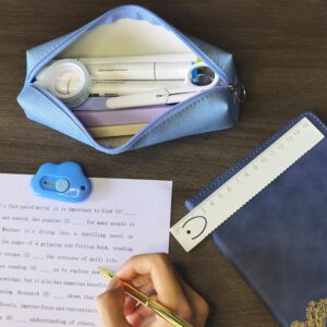 ONEDIGI Small Pencil Case Student Pencil Pouch Cute Pencil Pouch Coin Pouch Cosmetic Bag Office Stationery Organizer For Teen School-Blue