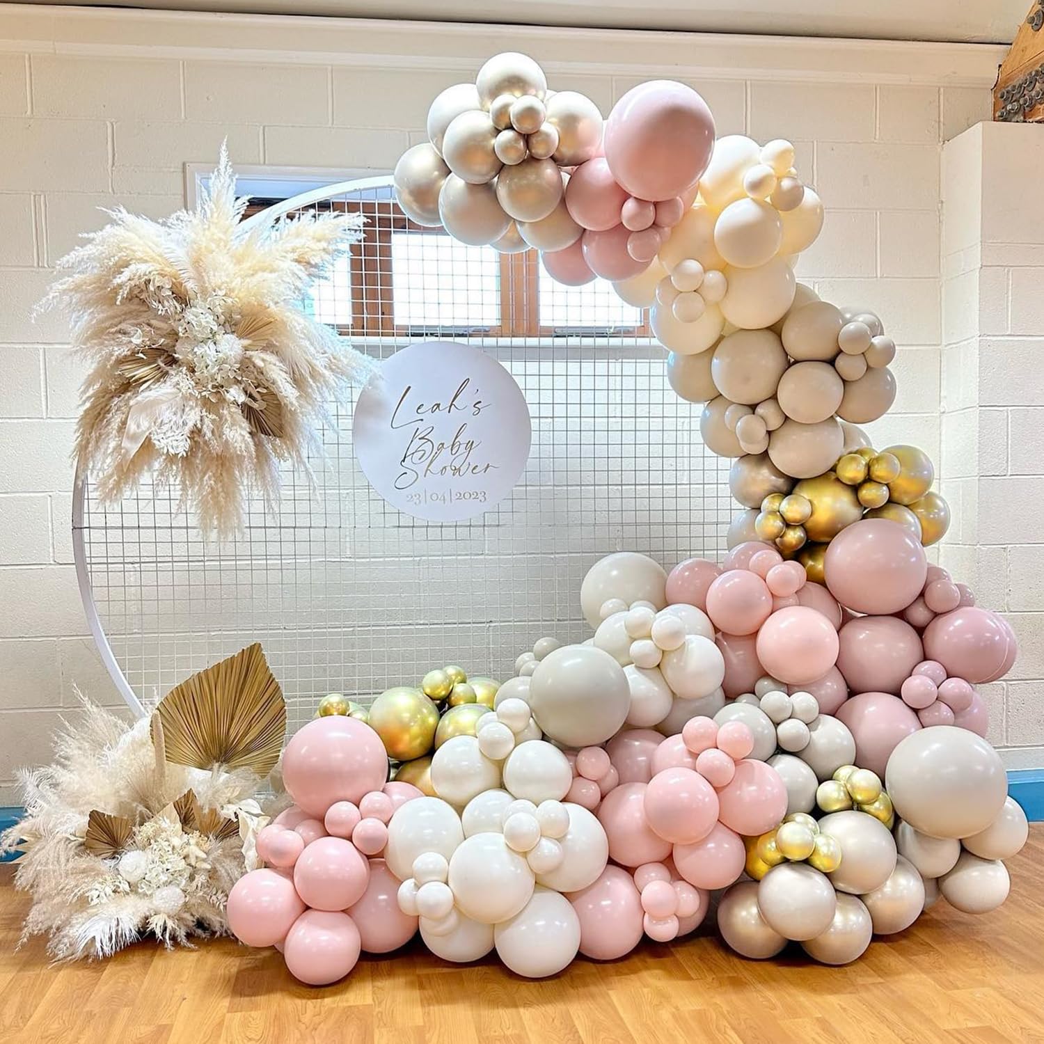 YSF Boho Balloon Garland Arch Kit 146pcs Pink Gold White Sand Ivory Balloons for Bridal Shower Baby Shower Birthday Wedding Baptism Engagement Theme Party Decorations