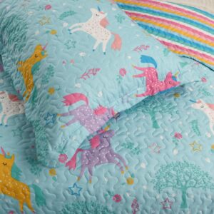 MarCielo Kids Quilt Bedspread Set Throw Blanket for Teens Girls Boys Bedding Coverlet (Twin, Unicorn)