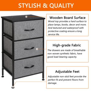 YOHKOH Tall Dresser Storage Drawers Stand with 3 Removable Fabric Drawers-Organizer Unit for Bedroom, Living Room, Storage Bins with Drawers,Grey