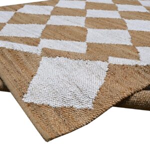 Antep Rugs Natural 6x9 Indoor Hand Woven Fiber Jute Diamond Area Rug (Natural-Off White, 6'7" x 9')