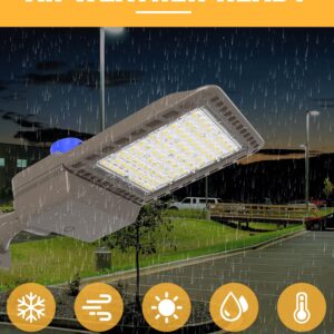 JC-LGL LED Parking Lot Light 200W 3 Pack, LED Shoebox Light with Arm Mount, 28000LM 5000K Daylight, IP65 Waterproof Dusk to Dawn Parking Lot Light, LED Area Light for Parking Lot Roadway