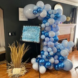 Blue Balloon Metallic Blue Balloons, 60Pcs 12Inch Chrome Blue Balloons Macaron Baby Blue Balloons Pearl Blue Balloons Navy Blue Latex Balloons for Birthday Wedding Baby Shower Party Decoration