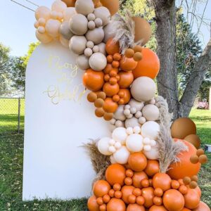 Longwu 143pcs Burnt Orange Balloons Terracotta Balloon Arch Kit Rust Balloons Double Stuffed Cream Peach Balloon for Fall Winter Baby Shower Halloween Decorations