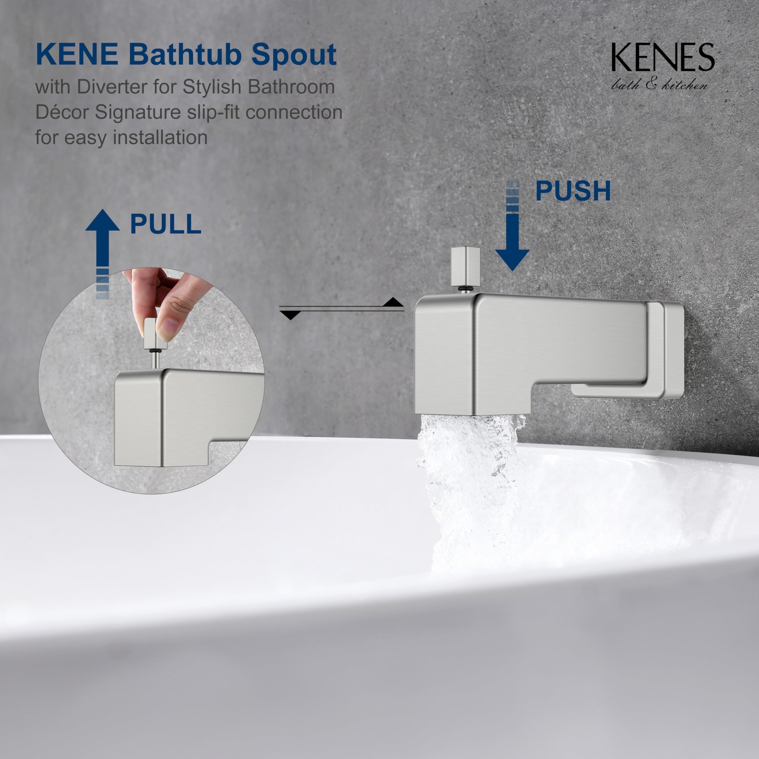 KENES Brushed Nickel Shower Faucet, Tub and Shower Trim Kit with 8-Inch Rain Shower Head, Modern Single-Spray Shower Faucet Set, KE-6024A (Shower Valve Included)