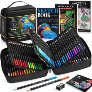 art supplies 136 pack colored pencils set for adult coloring books, 120 colors colored pencils with sketch book, coloring book, sharpener, soft core coloring pencils gifts for adults kids beginners