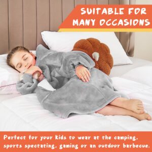 Ramees Wearable Blanket Hoodie for Kids, Sherpa Oversized Sweatshirt Blanket Flannel with Hood Pocket and Sleeves (Grey)