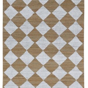 Antep Rugs Natural 6x9 Indoor Hand Woven Fiber Jute Diamond Area Rug (Natural-Off White, 6'7" x 9')