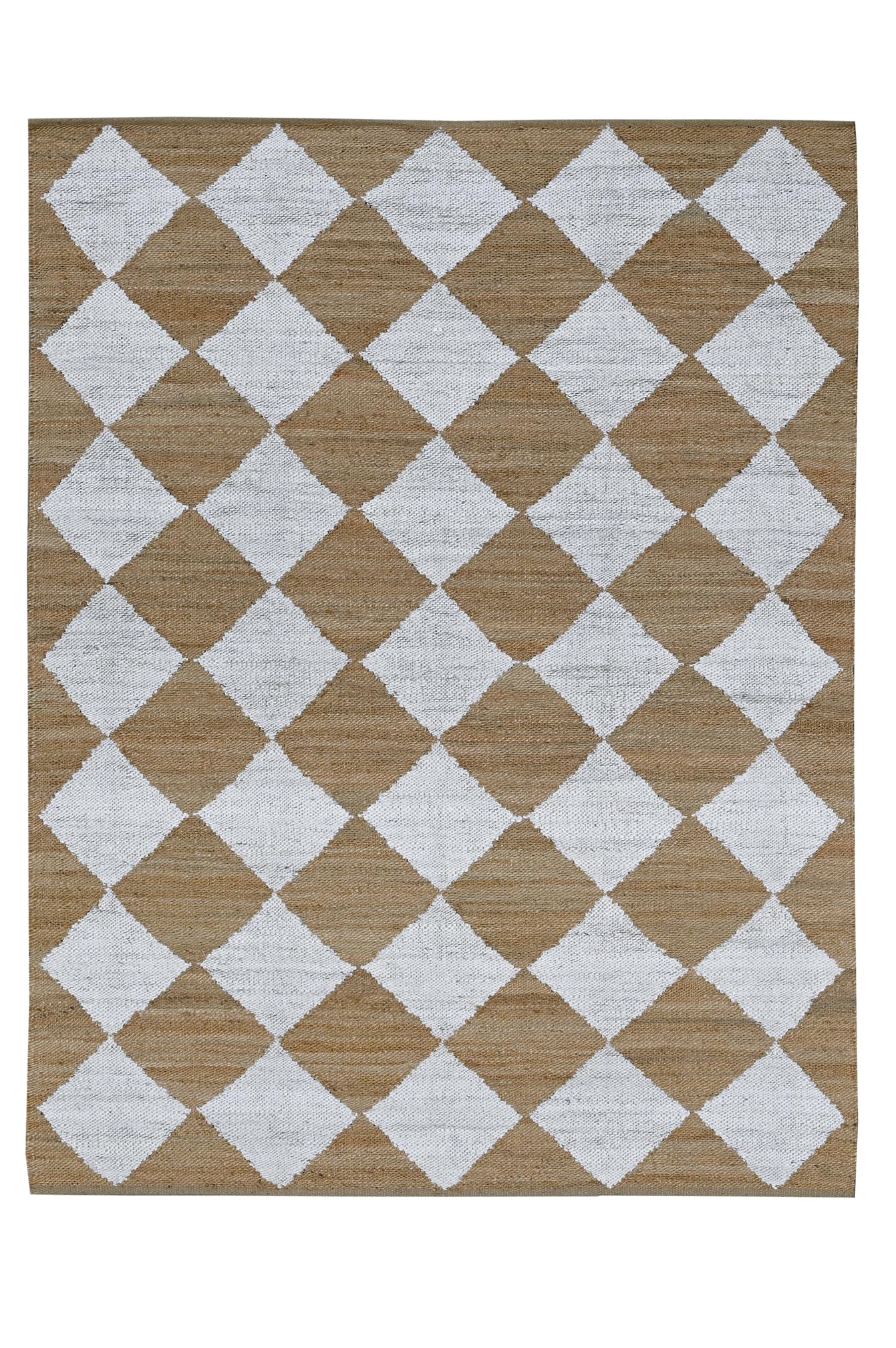 Antep Rugs Natural 6x9 Indoor Hand Woven Fiber Jute Diamond Area Rug (Natural-Off White, 6'7" x 9')