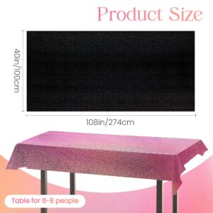 2 pcs Pink & Black Holographic Laser Tablecloth 40" x 108" Party Table Cloth Shimmer Shining Plastic Metallic Table Cover for Pink Halloween Decor Girls Baby Shower Birthday Party Supplies