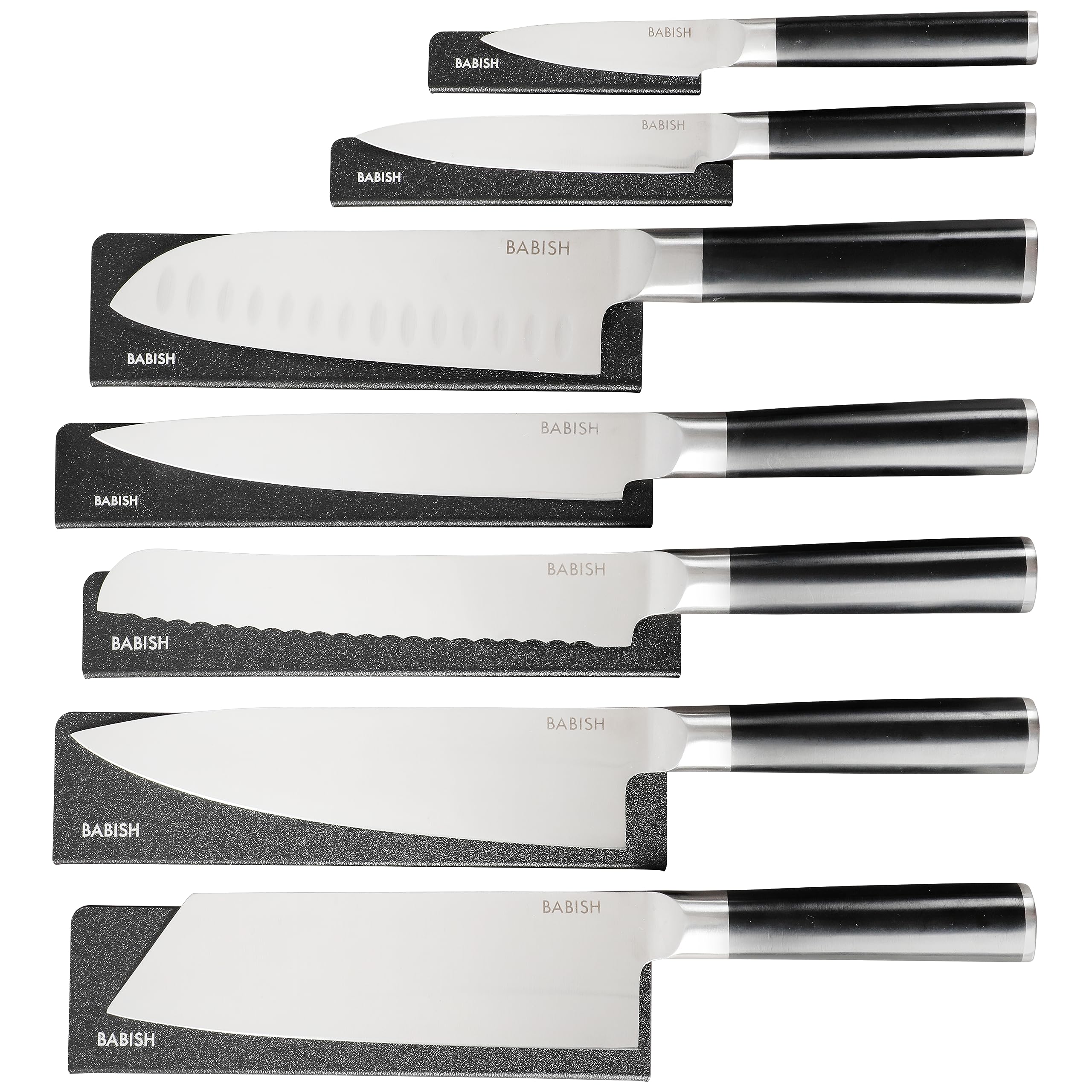 Babish High-Carbon 1.4116 German Steel 14 Piece Full Tang Forged Kitchen Knife Set W/Sheaths