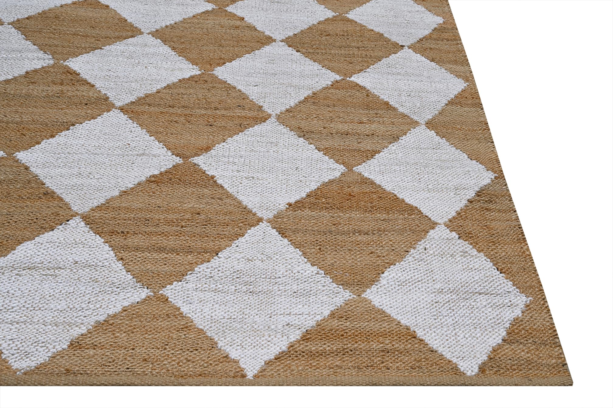 Antep Rugs Natural 6x9 Indoor Hand Woven Fiber Jute Diamond Area Rug (Natural-Off White, 6'7" x 9')